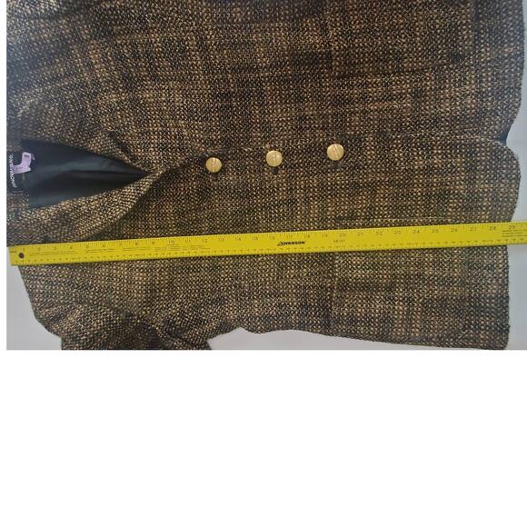 Vintage Womens Wool Blend Tweed Blazer Sz 10 Brown Black with Gold Shimmer Italy - Picture 13 of 14